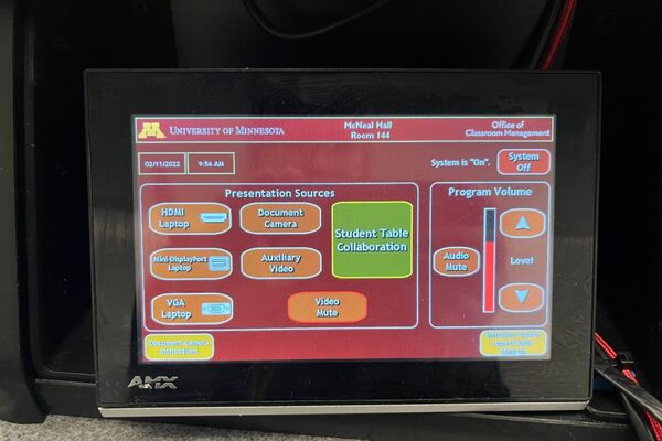 Touchscreen control user interface showing main page