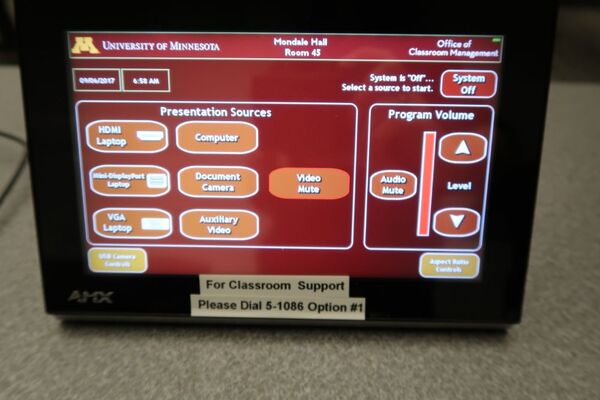 Touchscreen control user interface showing main page