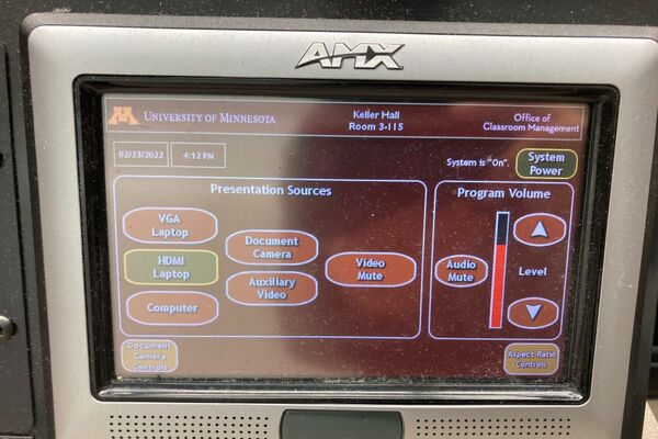 Touchscreen control user interface showing main page