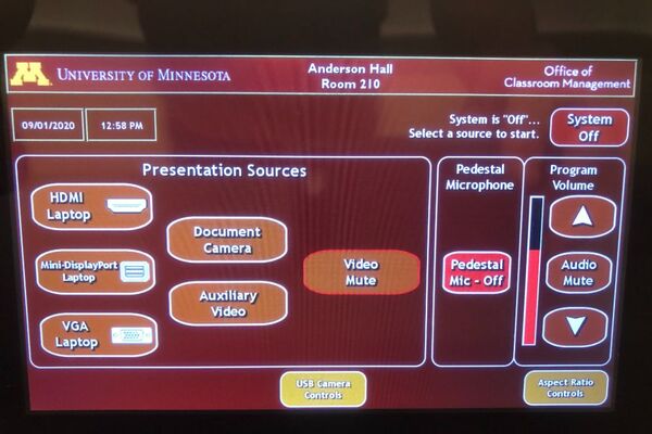 Touchscreen control user interface showing main page