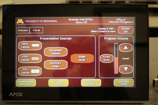 Touchscreen control user interface showing main page