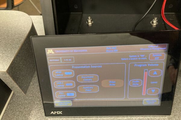 Touchscreen control user interface showing main page