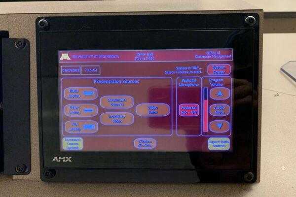 Touchscreen control user interface showing main page