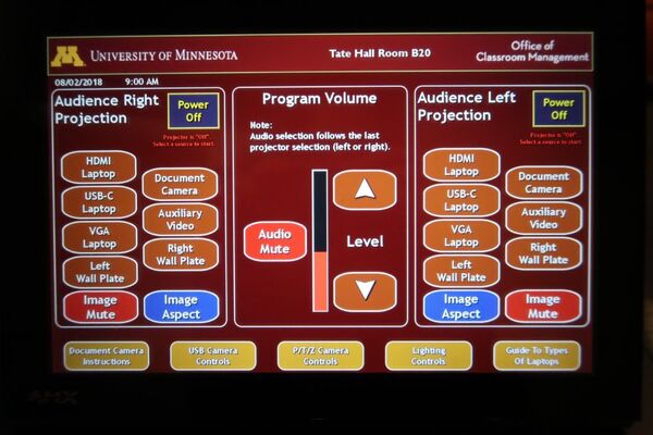 Touchscreen control user interface showing main page